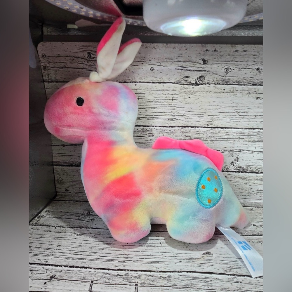 FENGTUO TIE DYE DINOSAUR WITH BUNNY EARS PLUSH 10 inch